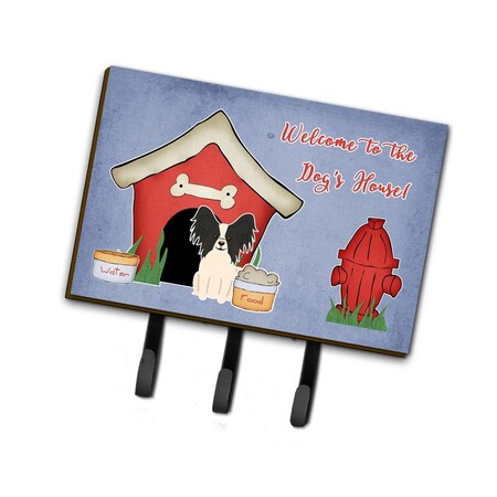 Carolines Treasures Dog House Collection Papillon Black and White Leash or Key Holder BB2830TH68